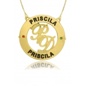 Colar Personalizado Mandala Circunferencial com Nomes e Iniciais no Meio