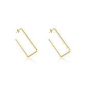 Brinco Argola Grande Retangular Banhado em Ouro 18k