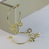 Brinco Argola Médio com Pingente Esotéricos Banhado em Ouro 18k