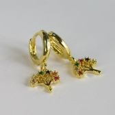 Brinco Argolinha De Árvore da Vida Banhado em Ouro 18k