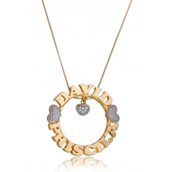 Colar Personalizado Mandala Nomes e Pingente de Coração em Zircônia