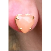 Brinco de Coração de Zircônia Rosa Banhado em Ouro 18k