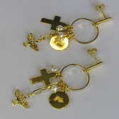 Brinco com Pingentes Religiosos Banhado em Ouro 18k