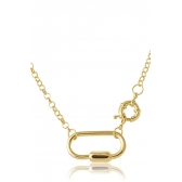 Colar Corrente de Elo Largo com Fecho Boia e Mosquetão Banhado em Ouro 18k
