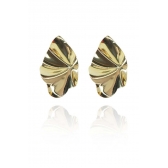 Brinco Folha com Efeito Ondulado Banhado em Ouro 18k