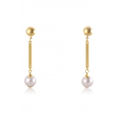 Brinco Médio com Fio Pérola Banhado em Ouro 18k