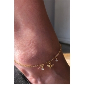 Tornozeleira com Pingente de Espirito Santo Banhado em Ouro 18k