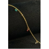 Tornozeleira Com Zircônia Coloridas Banhado em Ouro 18k