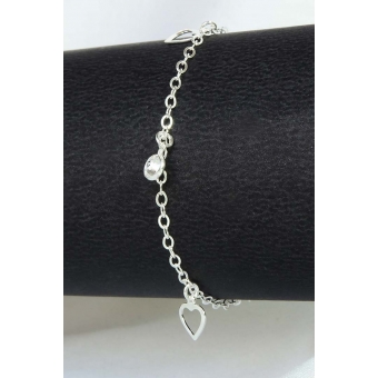 Pulseira com Coração e Zircônia em Prata 925