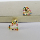 Brinco Coração Pequeno com Zircônias Banhado em Ouro 18k