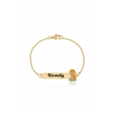 Pulseira Personalizada Chapada Com Nome e Desenho Folheado em Ouro 18k Personagem Ana