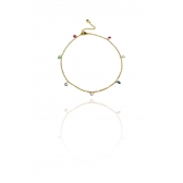 Tornozeleira Com Zircônia Coloridas Banhado em Ouro 18k