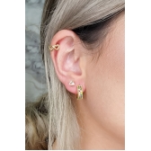 Brinco Argolinha Com Micro Zircônias Coloridas Banhado em Ouro 18k