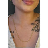 Colar Cumprido com Mini Elos Banhado em Ouro 18k