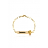 Pulseira Personalizada Chapada Com Nome e Desenho Folheado em Ouro 18k Personagem Elsa
