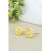 Brinco Círculo Pequeno Com Zircônia Central Banhado em Ouro 18k