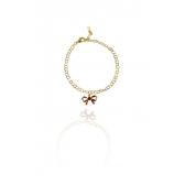 Pulseira Com Laço De Zircônias Coloridas Banhado em Ouro 18k