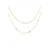 Colar Duplo Corrente lisa Corrente Trabalhada Banhado em Ouro 18k