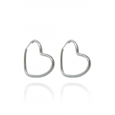 Brinco Argola Média com Formato de Coração em Prata 925