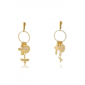 Brinco com Pingentes Religiosos Banhado em Ouro 18k