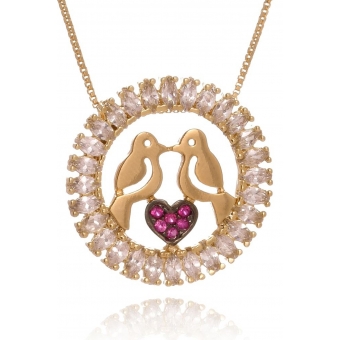 Colar Personalizado Passarinhos Apaixonados Trabalhado em Zircônia