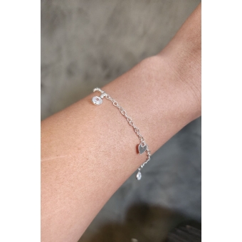 Pulseira com Coração e Zircônia em Prata 925