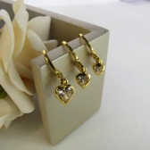 Trio Argolinha Coração de Zircônia Banhado em Ouro 18k
