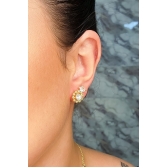 Brinco Formato Flor com Mini Zircônias Banhado em Ouro 18k
