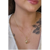 Colar com Pingente Argolinha de Coração Banhado em Ouro 18k