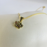 Colar Pingente Patinha De Cachorro Colorida Banhado em Ouro 18k