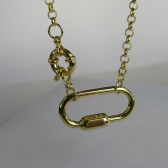 Colar Corrente de Elo Largo com Fecho Boia e Mosquetão Banhado em Ouro 18k