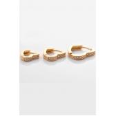 Trio de Brincos de Coração Banhado em Ouro 18k