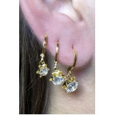 Trio Argolinha Estrelinha de Zircônia Banhado em Ouro 18k