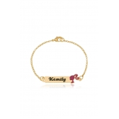 Pulseira Personalizada Chapada Com Nome e Desenho Folheado em Ouro 18k Personagem Hello Kitty