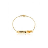 Pulseira Personalizada Chapada Com Nome e Desenho Folheado em Ouro 18k Personagem Hello Kitty