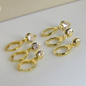 Trio Argolinha Coração de Zircônia Banhado em Ouro 18k