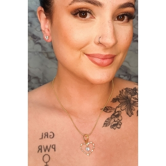 Conjunto Coração Trabalhado com Zircônias