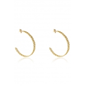 Brinco Argola Média Trabalhada com Vazado Banhado em Ouro 18k