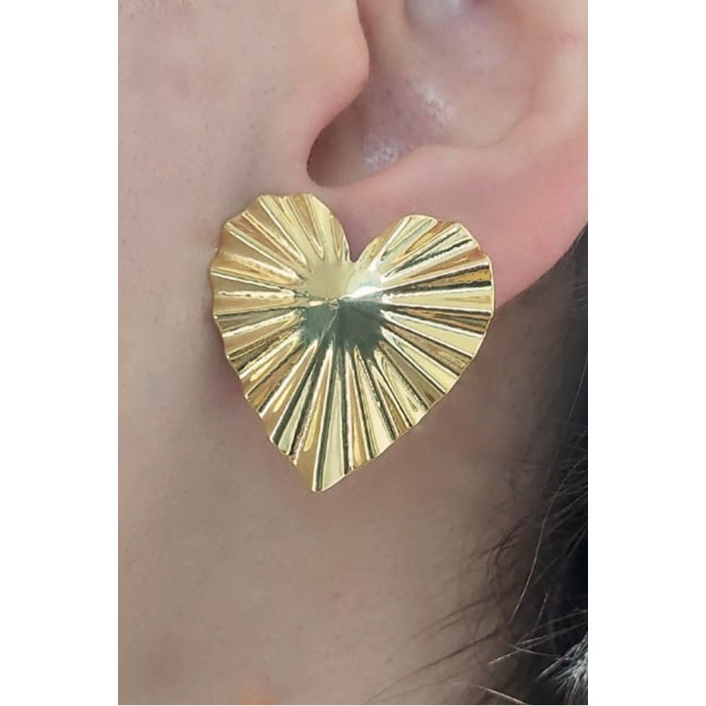 Brinco de Coração Trabalhando Banhado em Ouro 18k