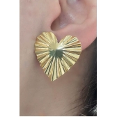 Brinco de Coração Trabalhando Banhado em Ouro 18k