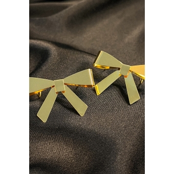 Brinco Ear Cuff Laço Grande Banhado em Ouro 18k