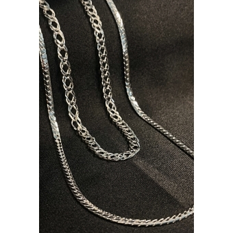 Colar Duplo com Correntes Grossas Banhado em Ródio Branco